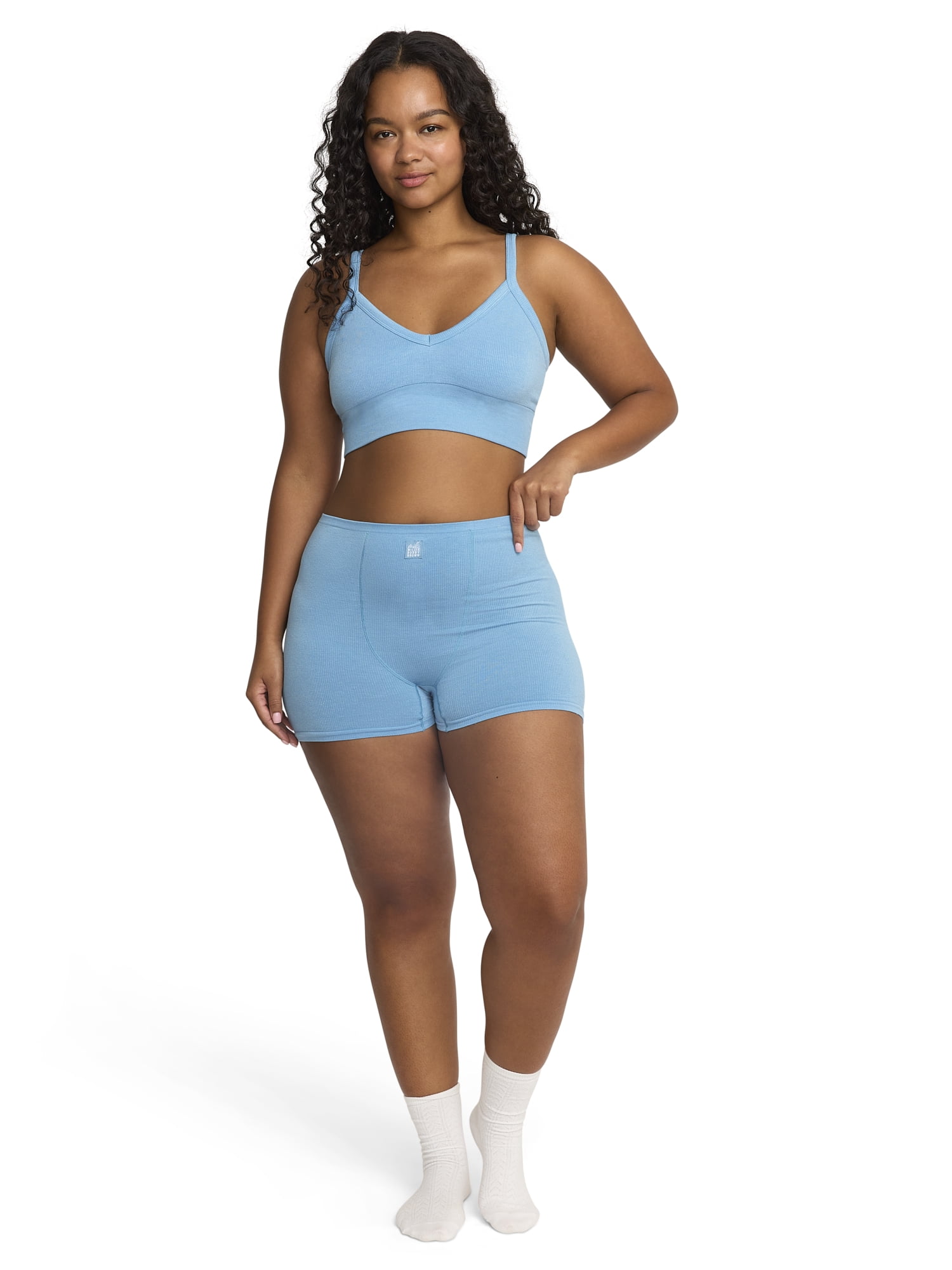 Mills by Millie Bobby Brown Women's Softie Ribbed V-Neck Bralette, Sizes XS-XXXL