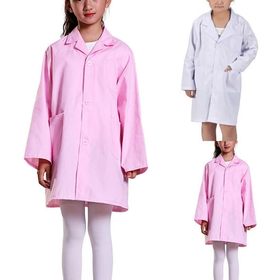Cowsor Chemistry Lab Coat for Kids Long SleeveButton Down Scientist Clothes Fall Lapel Collar with Pocket Jacket