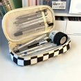 thumbnail image 1 of 1pc Large Capacity Checkerboard Pattern Pencil Case for Students - Soft Handle, Stationery Bag with Back to School Essentials Desk Storage Organization, 1 of 5