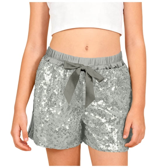Zshosam Girl Shorts Girls High Waist Shorts Elastic Straight Leg Party Shorts Size 5T 6T,(Grey 5-6 Years)
