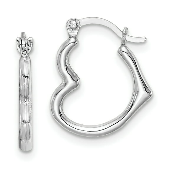 925 Sterling Silver Rhodium-plated Hollow Heart Hoop Earrings