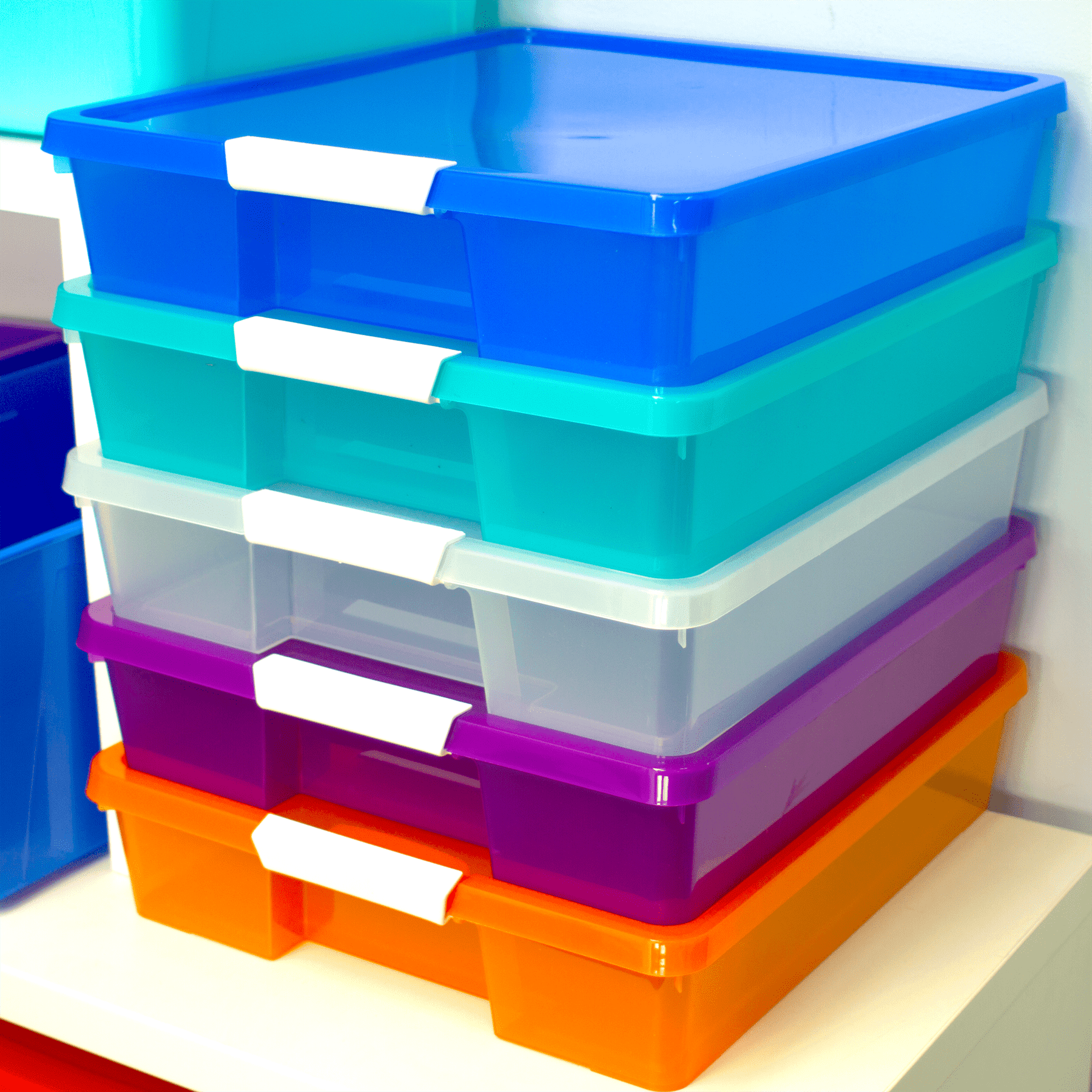 Storex Project Box for 12 x 12 Scrapbooking Paper, Transparent Purple,  5-Pack 