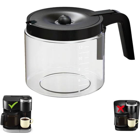 12-Cup Glass Coffee Carafe Replacement Compatible with Keurig K-Duo Single Serve & Maker, NOT Essentials 5000/5500 Models
