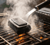 Bristle Free Grill Brush with Scraper for Outdoor Grill Cleaning, Safe Steam BBQ Grill Cleaner, Replaceable Head, Grilling Accessories for Cast Iron, Stainless Steel, Porcelain, Ceramic Grates