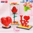 thumbnail image 2 of Micro balody Lover Series Block Set Red Heart Rose Love Word Model Building Brick Toy For Couple Valentine Day Gift Q0624, 2 of 5