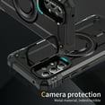 thumbnail image 3 of Designed for Samsung Galaxy A52 5G Armor Case with Camera Cover Stand, Shockproof Protection Compatible with MagSafe Rugged Case Cover for Galaxy A52 5G, Support Car Magnetic Holder - Black, 3 of 7