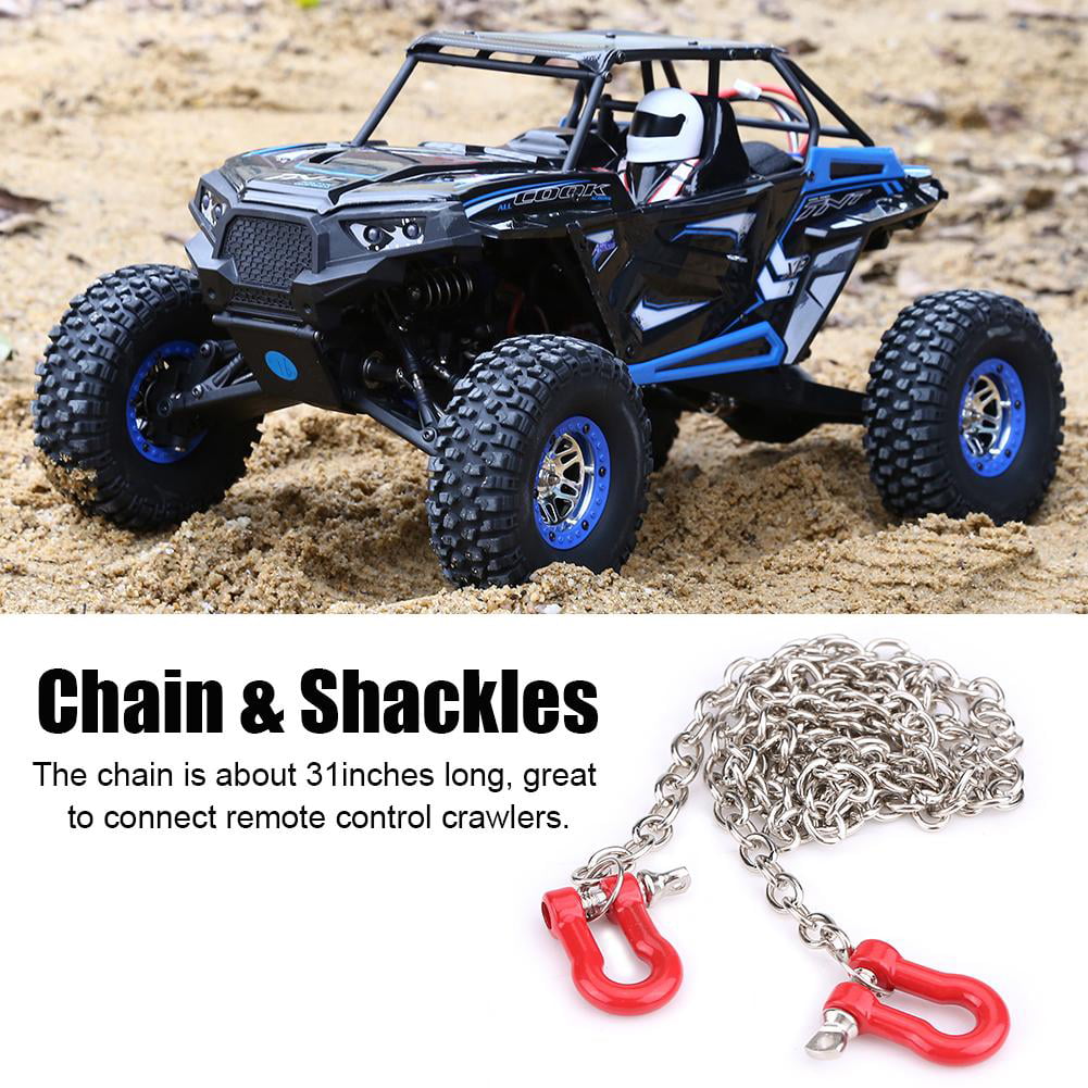 LAFEINA 1/10 Scale Long Chain with Tow Shackles RC Crawler Truck Accessory Red 