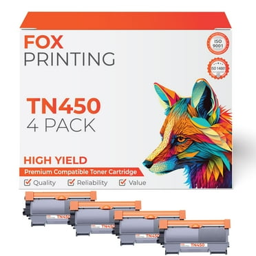 TN450 Toner Cartridge High Yield Replacement for Brother Black Toner (4 Pack)