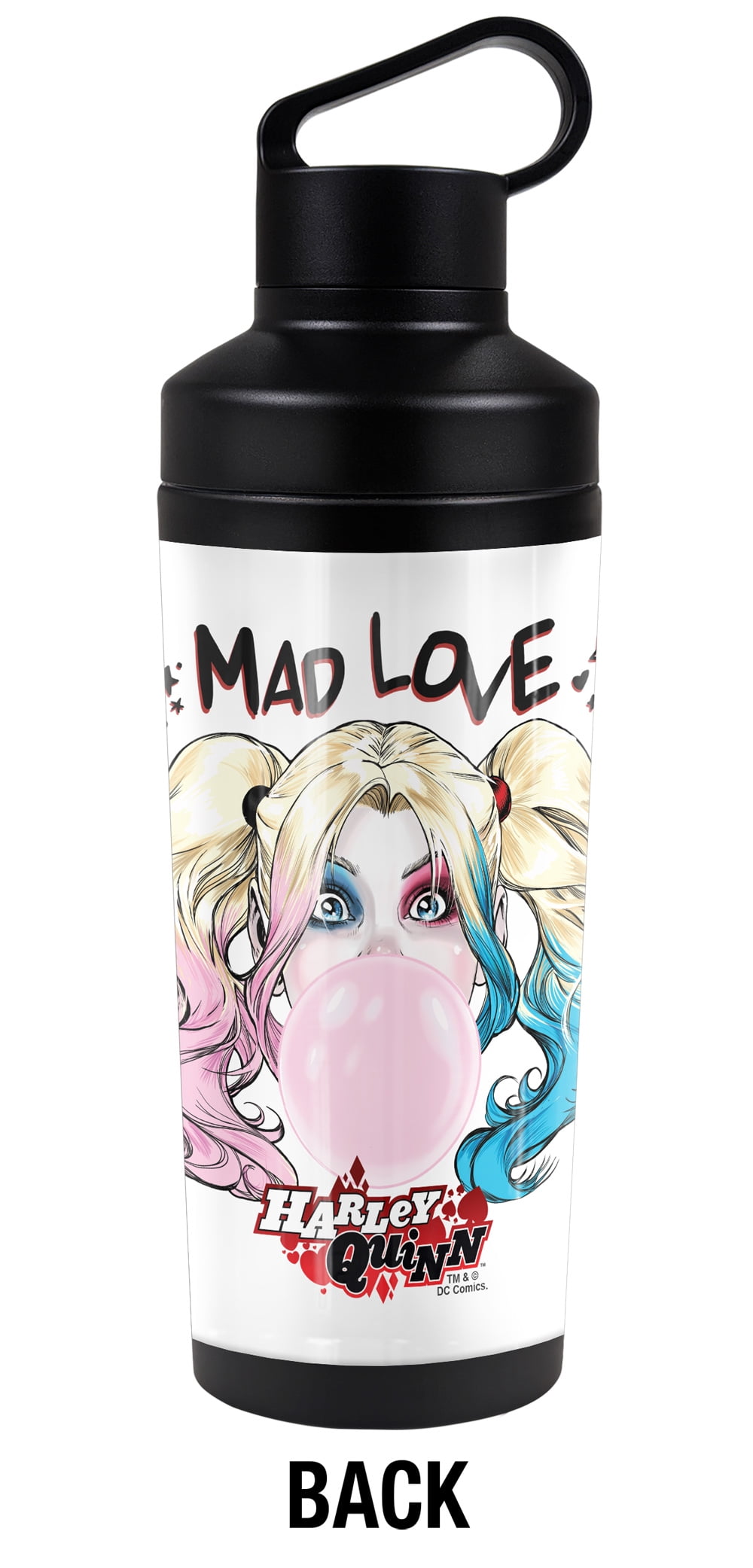 Batman - Harley Quinn Official Tv Show 18 oz Insulated Water Bottle, Leak Resistant, Vacuum Insulated Stainless Steel with 2-in-1 Loop Cap