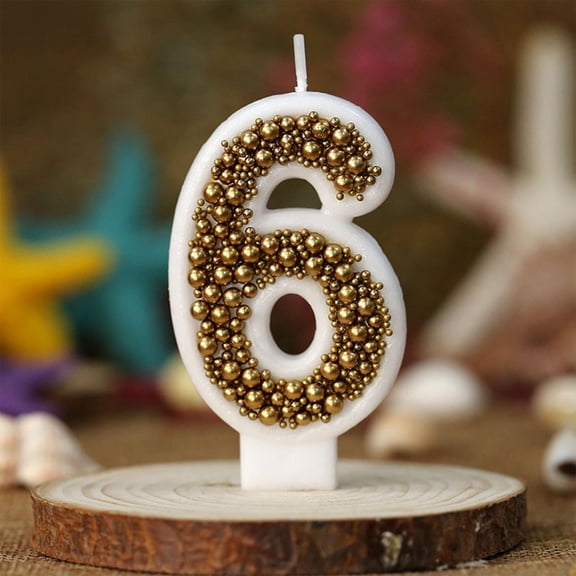 ddioayh Birthday Candles Gold Macaron Pearl Number with 3D Gold Beads Design for Boys&Girls's Birthday Party Cake Decoration Luxury Finish No Black Smoke