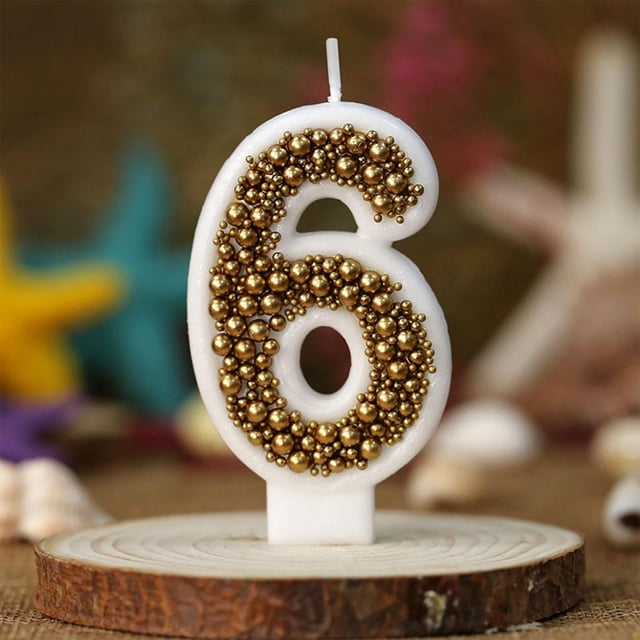 Gold Macaron Pearl Number Birthday Party Candles Children's Cake Decorations