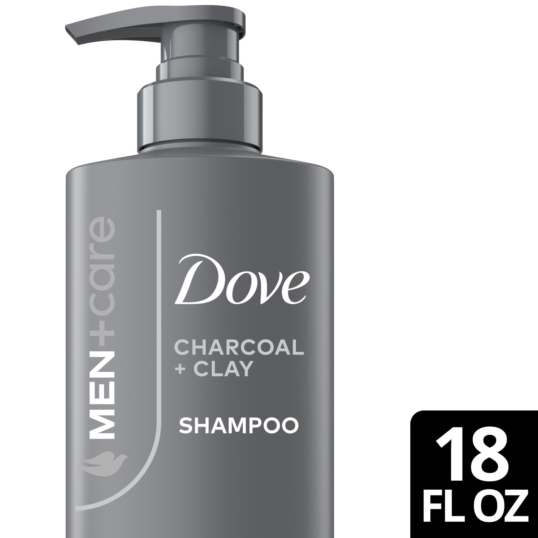 (4 pack) Dove Men+Care Shampoo for Real Hair that Powers Up Hair Strength Charcoal + Clay with Deep Purifying Benefits, 18 fl oz 1 Count