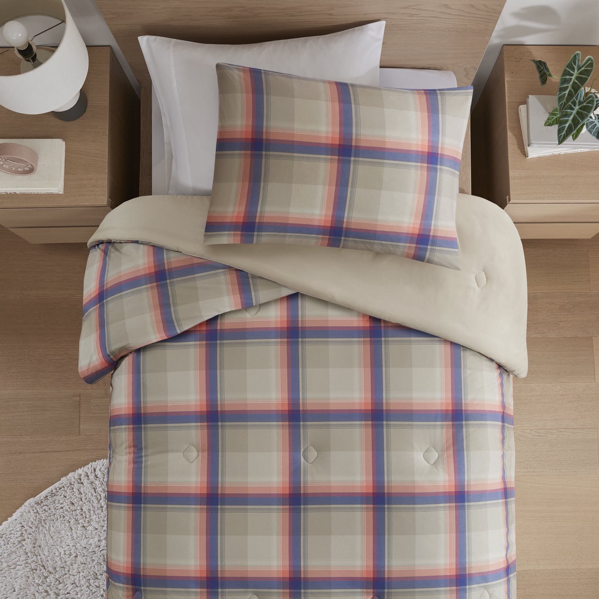 Mainstays Western Plaid 2-Piece Pink Comforter Set, Twin/Twin XL