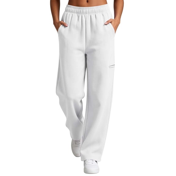 Luvrsol Sweat Pants for Womens Straight-Leg Joggers Casual Solid Pants High Waist Trousers S-2XL