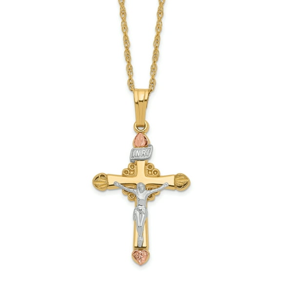 Black Hills Gold 10k & 14k Gold Filled w/ 12k Accents Cross Necklace