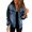 Blue, variant on Vedolay Fall Tops for Women Womens Oversized Casual Distresse Mid Long Denim Jacket Jean Coats,Blue M
