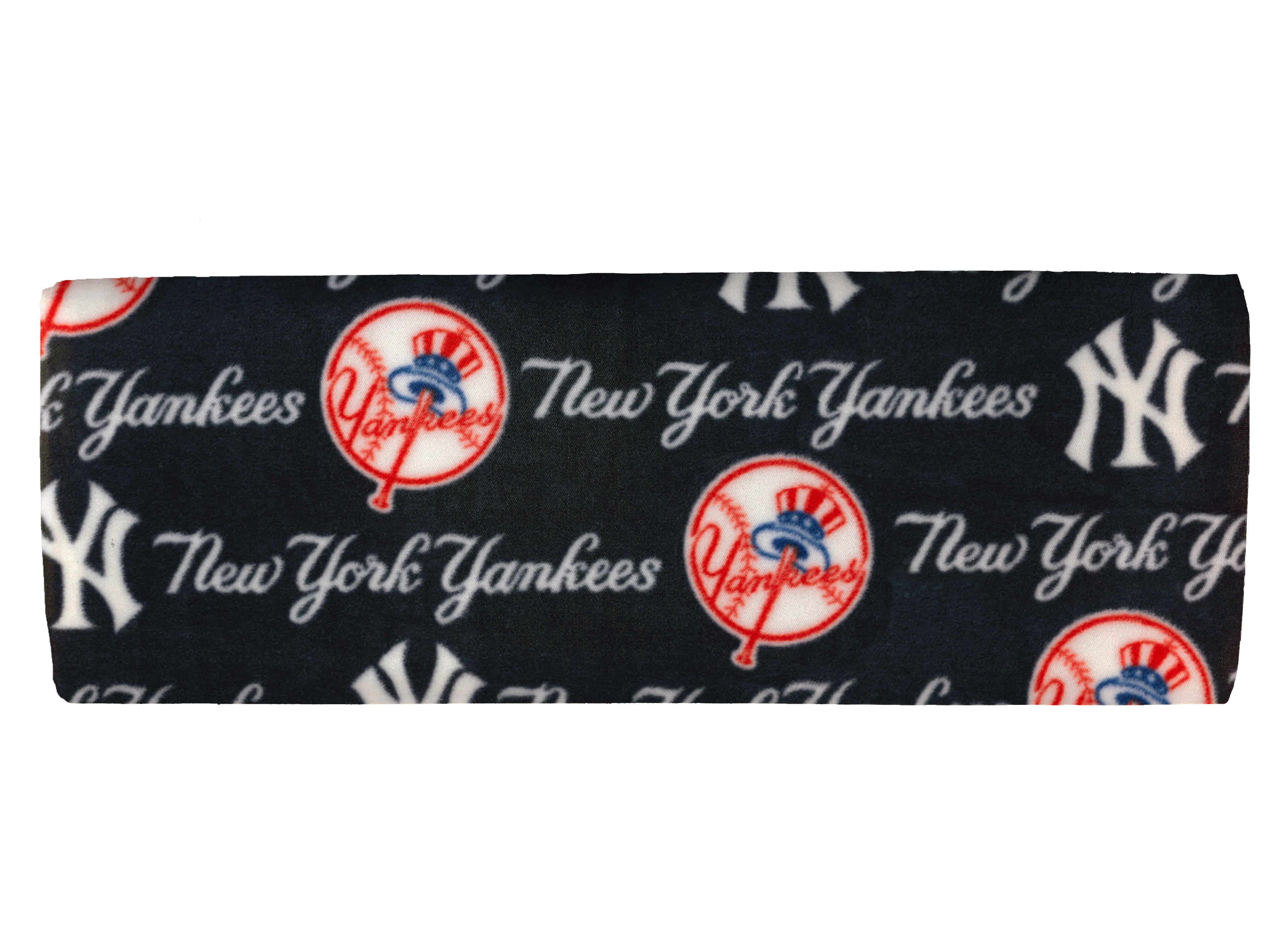 New York Yankees 58" 100% Polyester Fleece Logo Sports Sewing & Craft Fabric 10 yd By the Bolt, Black, White and Red