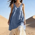 thumbnail image 7 of TKYCMSUAKI Women's Cotton Linen Dresses Plus Size V Neck Sleeveless Tank Dress Loose Fit Solid Color Textured Sundress Summer Beach Dress, 7 of 7