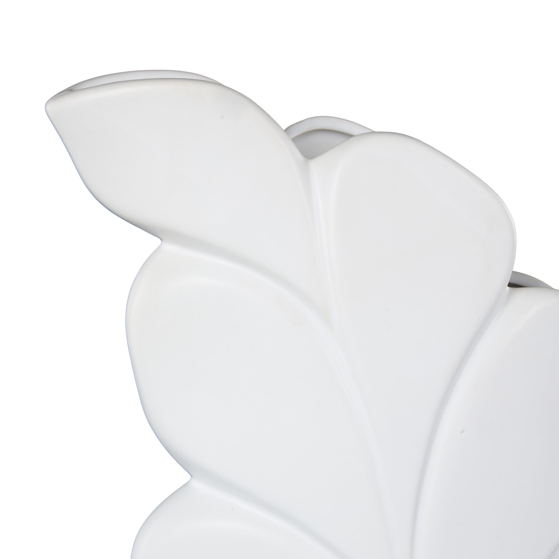 DecMode 15" Leaf Slanted White Ceramic Vase