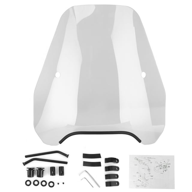 Universal Motorcycle Windshield Retro Style Wind Deflector Windscreen Front Headlight Fairing PartTransparent