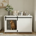 thumbnail image 3 of Zephypaws 40 in XL Dog Kennel Furniture with Wheels,Farmhouse Crate Furniture with Cushion Decorative White Dog Kennel Indoor Thick Wooden Pet House End Table Modern Cage Furniture for Large Dog, 3 of 6