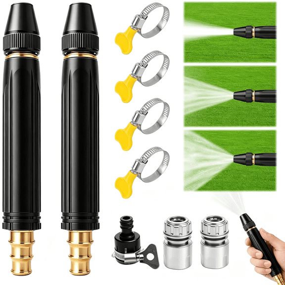 ACDANC Heavy Duty High Pressure Hose Nozzle-Adjustable Booster Home High Pressure Car Wash Water Gun with Booster Nozzle,Portable Water Hose Nozzle Lawn,Garden,And Plant Watering (2Pcs)