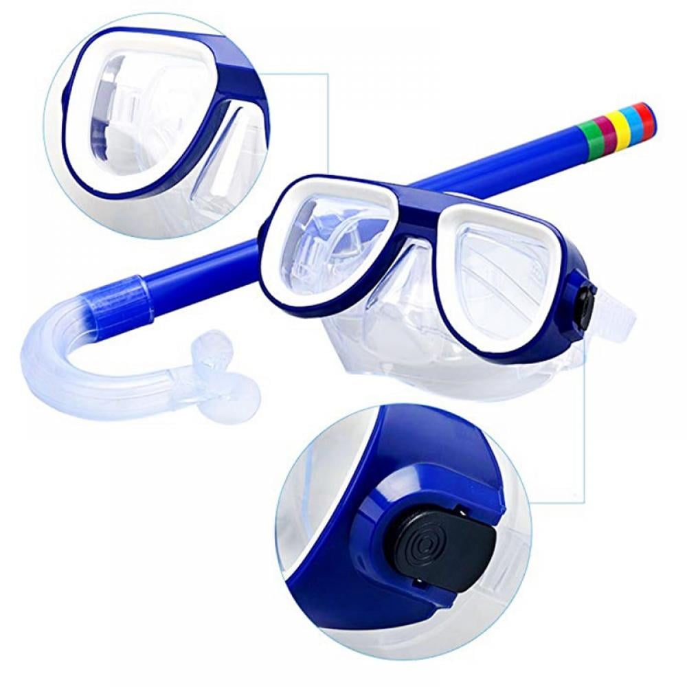 TOMYEER Kids Snorkel Set Dry Snorkel Mask Anti-Fog and Anti-Leak Swimming Diving Mask Snorkel Glasses for Children Purple 