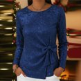 thumbnail image 6 of purcolt Womens Sparkly Sequin Tops with Bow, Dressy Casual Crew Neck Glitter Long Sleeve Shirts for Cocktail Club Party, 6 of 6