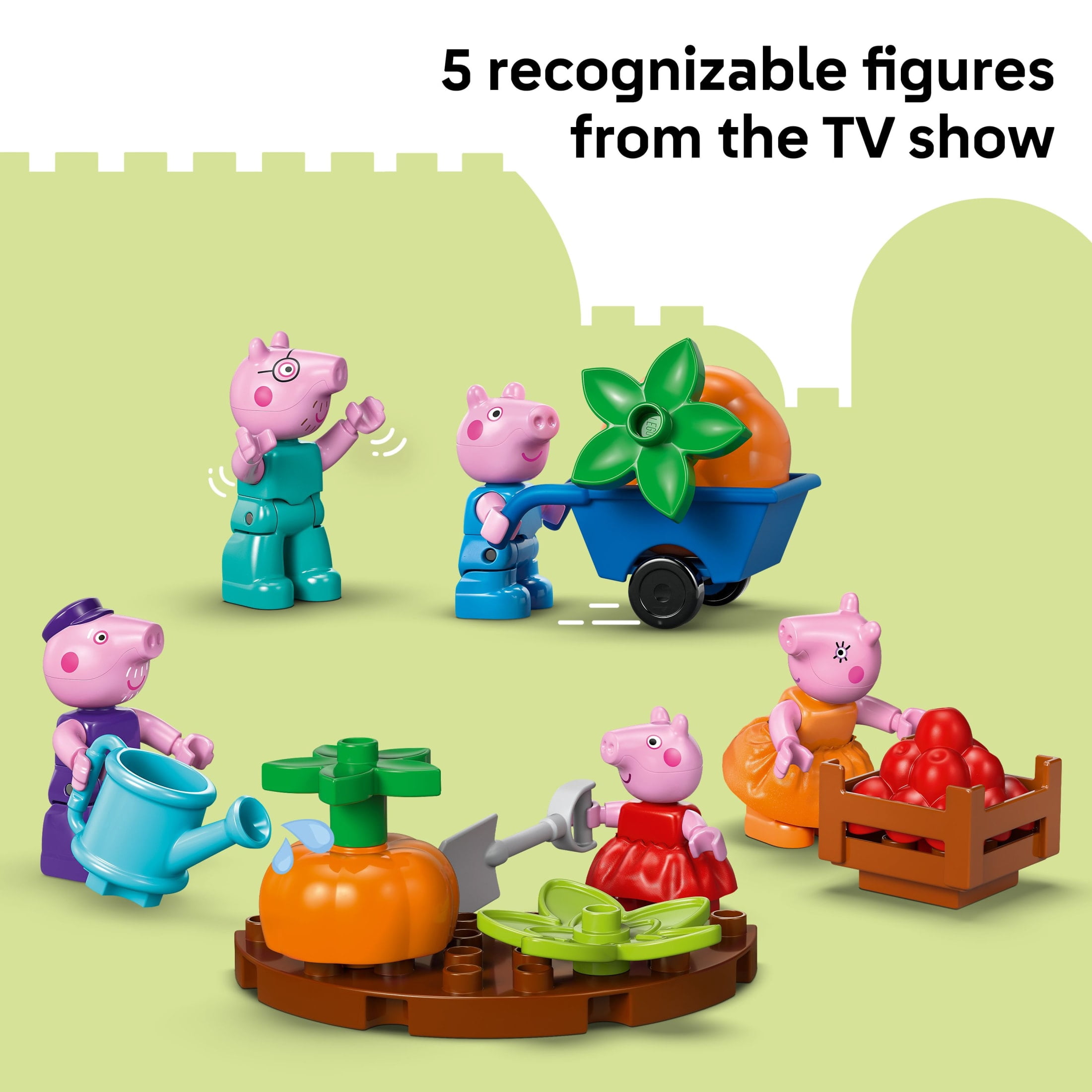 LEGO DUPLO Peppa Pig Grandpa Pig’s Garden and Greenhouse - Peppa Pig Toy for Toddlers - Preschool Learning and Sensory Toy for Girls and Boys Ages 2+ - Sensory Toy with 5 Peppa Pig Characters - 10461