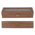 thumbnail image 2 of Caja organizadora de relojes de gran capacidad, suave, desmontable, con 6 ranuras y tapa de vidrio para almacenamiento y exhibición., 2 of 14