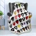 thumbnail image 4 of Rock Music Soft Flannel Fleece Blanket, Guitar Picks Various Designs Skulls Crosses Stripes and Stars Rockstar Lifestyle, Cozy Plush for Indoor and Outdoor Use, 70" x 90", Multicolor, by Ambesonne, 4 of 5