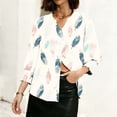 thumbnail image 4 of YUGYXL Button Down Shirts for Women 3/4 Length Sleeve Business Casual Blouses Summer Tops B White L, 4 of 6