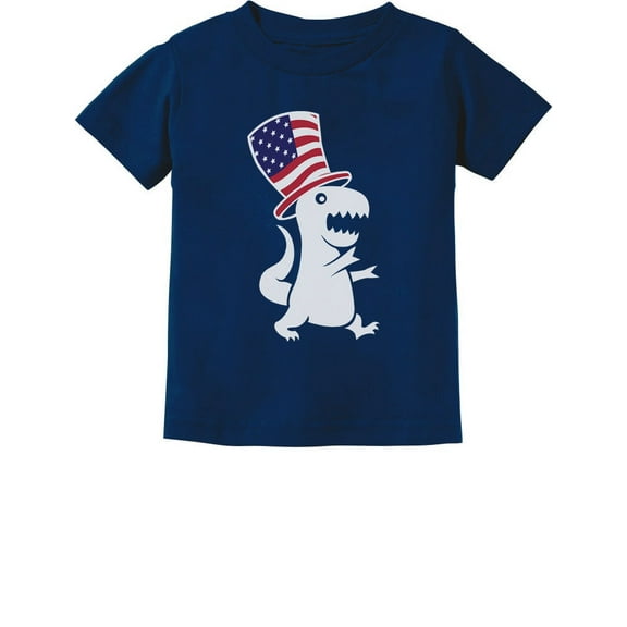 Patriotic T-Rex Dinosaur Tstars Boys' 4th of July Tee - Celebratory Independence Day Graphic Shirt - Ideal Gift for Kids and Toddlers - Unisex Children's Holiday Apparel - 3T Navy
