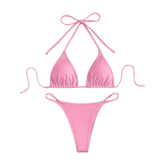 Underwear for Women Set Swim Suit Cover Up Ribbed Sets for Women 2 Piece Pink , Sizes XS-XL