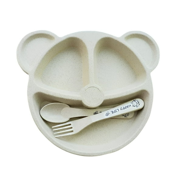ACDANC 3Pcs/Set Wheat Stalk Kids Dinnerware Set - Children Dishes - Food Plate Spoon Fork Set Dishware,Tableware Safe Kids Baby