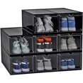 thumbnail image 1 of 8 Pack Shoe Storage Box Stackable, Plastic Shoe Container Sneaker Box Shoe Organizer for Men Women Shoe (Black Upgrade), 1 of 7