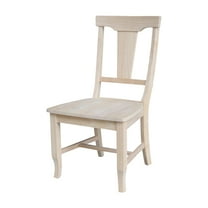 International Concepts Set of Two Solid Wood Panel Back Chairs in Unfinished