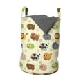 thumbnail image 1 of Cartoon Laundry Bag, Animals with Simplistic Art Design Lion Bear Bunny Cow with Flowers, Hamper Basket with Handles Drawstring Closure for Laundromats, 13" x 19", Multicolor, by Ambesonne, 1 of 4