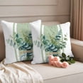 thumbnail image 2 of Farmhouse Pillow Covers 2 Pack Country Green Eucalyptus Leaf Plant Pillowcase Waterproof Outdoor Throw Pillow Cover for Patio Garden Square Cushion 18”x18”, 2 of 9
