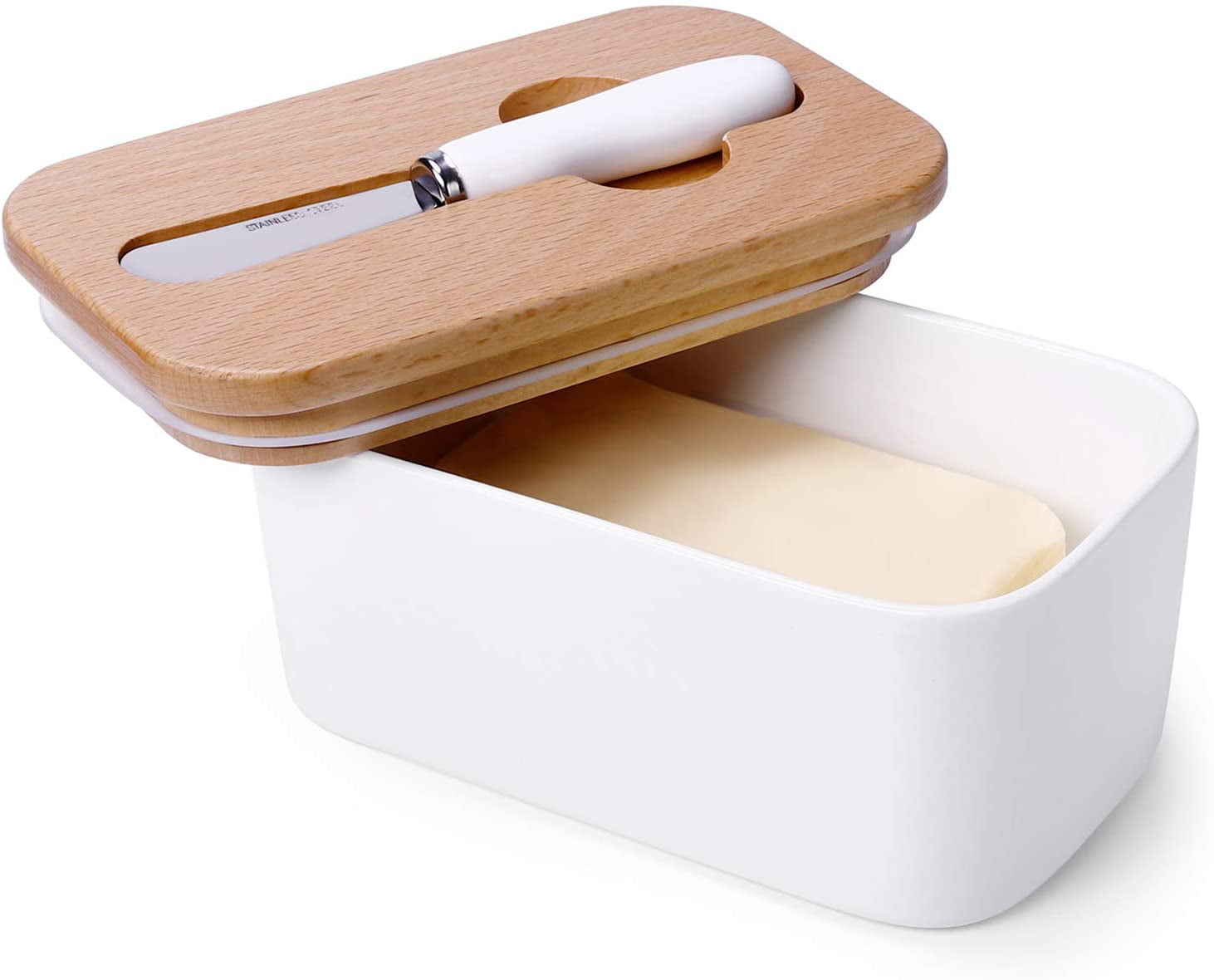 Cutting Board Details about   Sweese Porcelain Butter Dish Butter Keeper with Beech Wooden Lid 