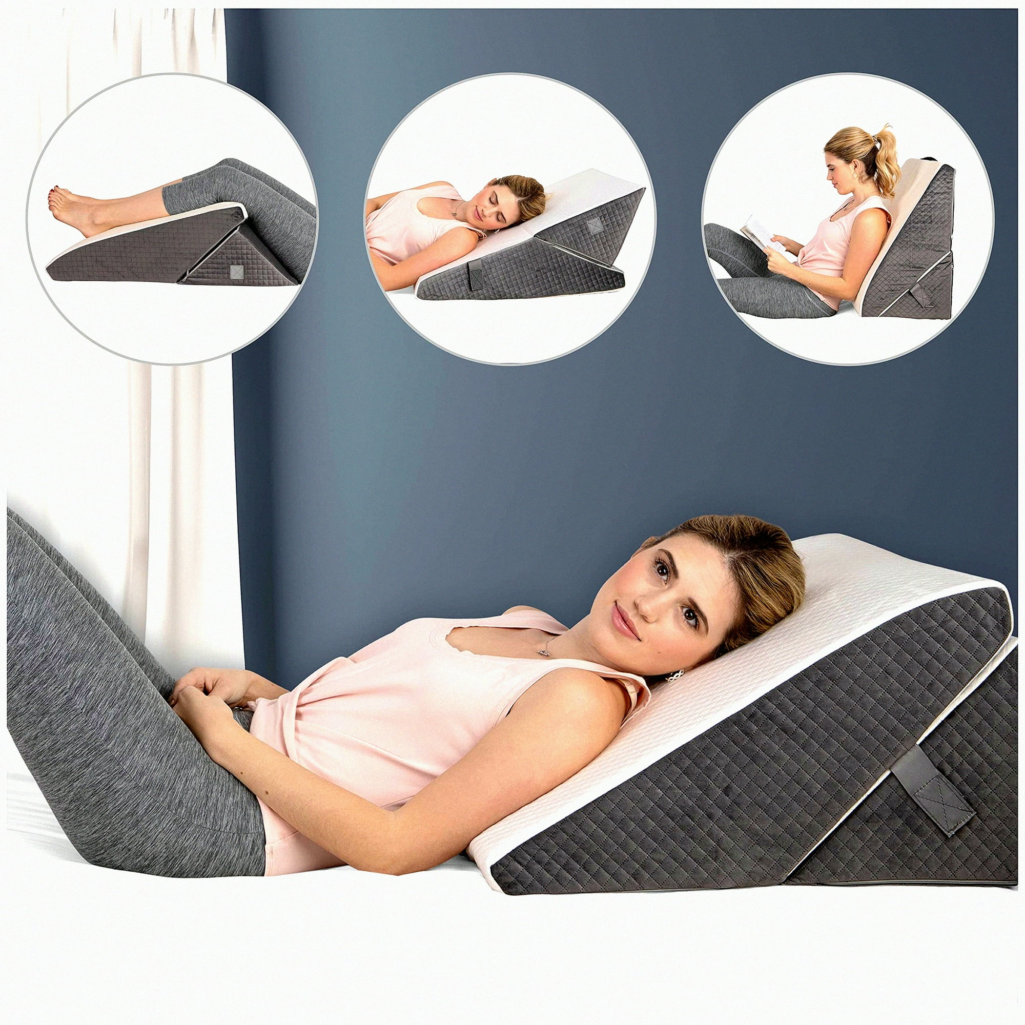 AdjustaFoam Wedge Pillow 9 12 inch Height Stylish Jacquard Cover Multi Use for Sleeping Acid Reflux Heartburn GERD. Memory Foam for Comfort. Walmart