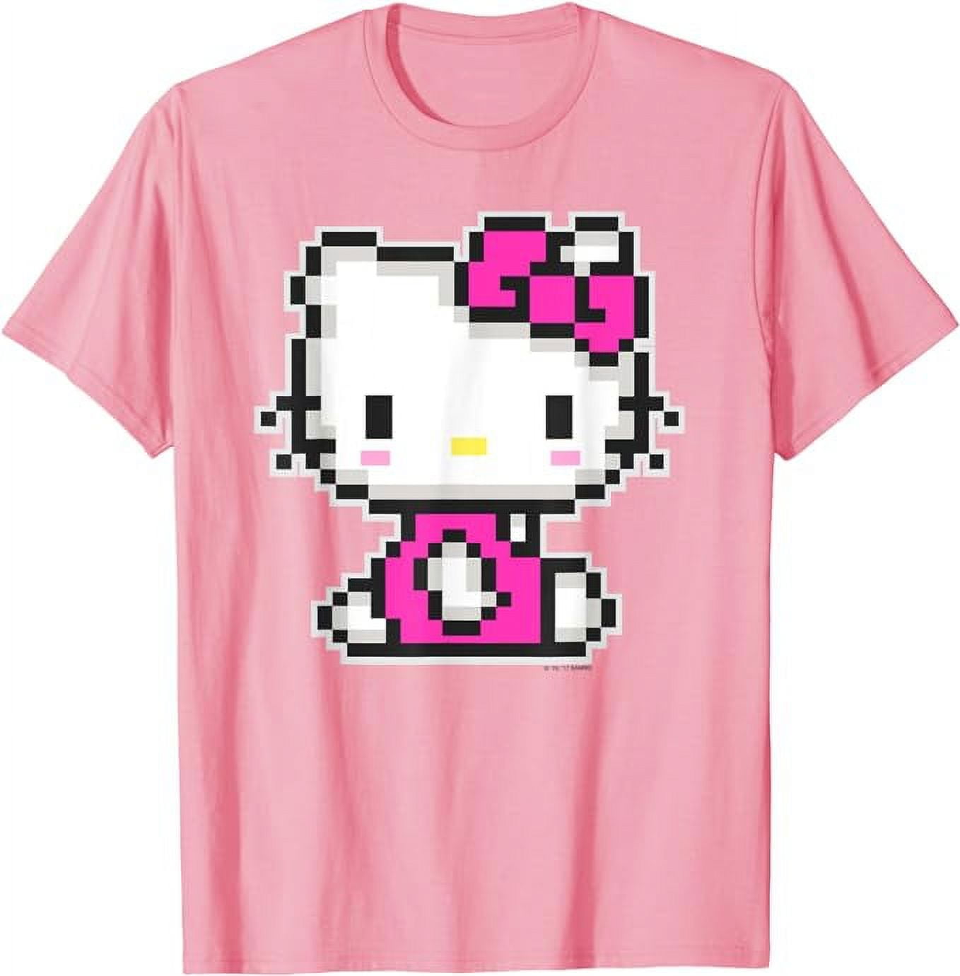 Cute Hello Kitty Pixel Style T-Shirt Kawaii Kitten Tee For Men