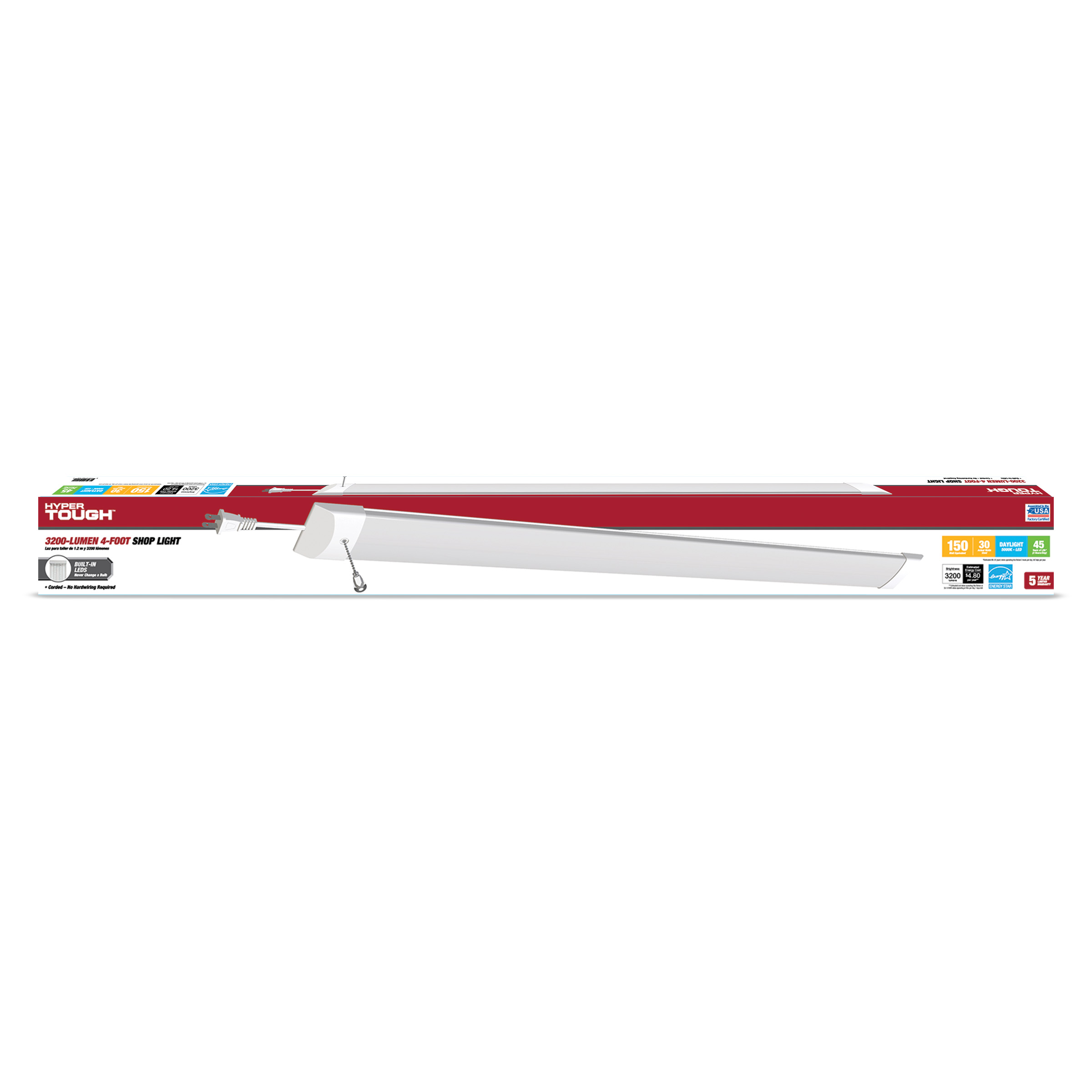 Hyper Tough 3200-Lumen 4 ft Slim LED Shop Light photo 2