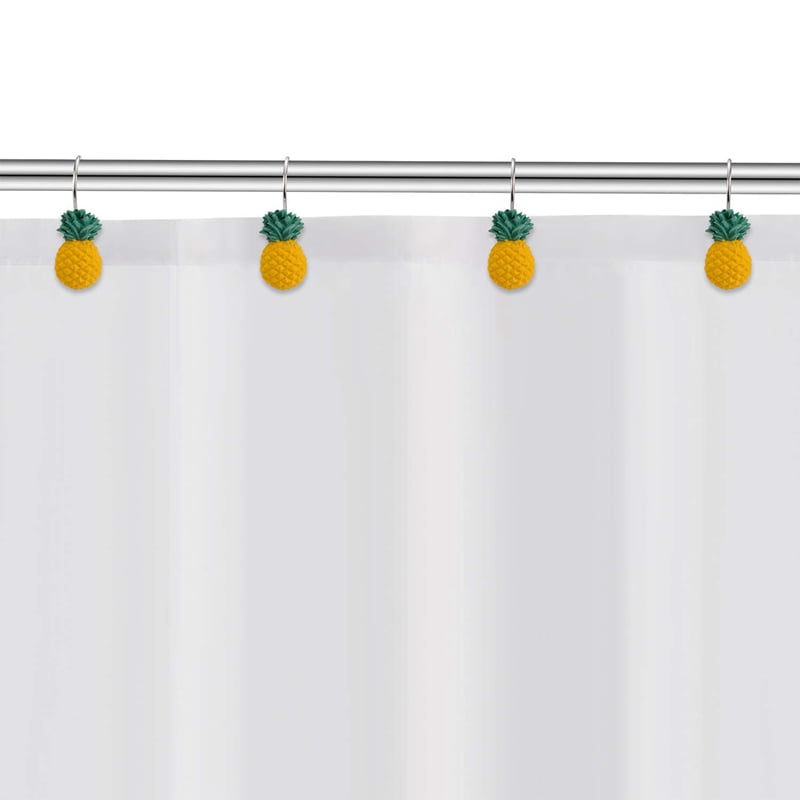 Yellow Shower Curtain Hooks 12,Cute Fruit Design Stainless plating Shower Hooks Decorative