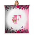 thumbnail image 1 of Erosebridal Letter Initial Throw Blanket for Couch 60x80,Monogrammed Personalized Fleece Blanket,Flower Decor, 1 of 7