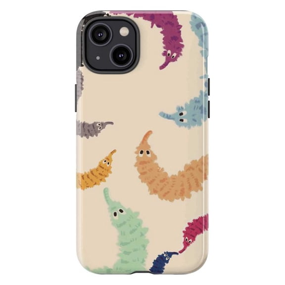 Cute Worms Phone Case, Colorful Cartoon Worm Pattern, Fun and Playful Artistic Protective Cover for iPhone 16 15 14 13 12 11 Pro Plus Mini