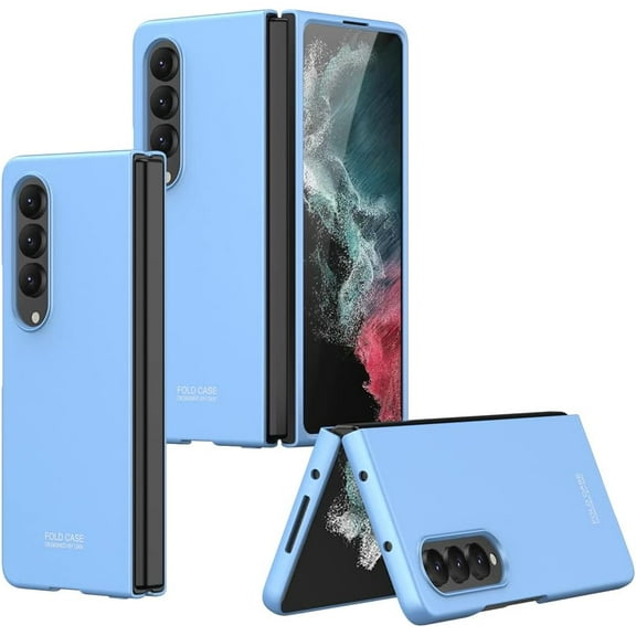 case for Samsung Galaxy Z Fold 4 Case Cover, Ultra-Thin Folding Shell Samsung Z Fold 4 Case Protective Cases, Phone Case for Samsung Galaxy Z Fold 4 5G, Ice Crystal Blue