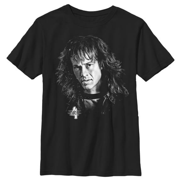 Netflix Boy's Stranger Things Eddie Munson Black and White Graphic T-Shirt