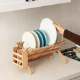 thumbnail image 6 of HBlife Dish Rack, Bamboo Folding 2-Tier Collapsible Drainer Dish Drying Rack with Utensils Flatware Holder Set (Dish Rack with Utensil Holder), 6 of 6