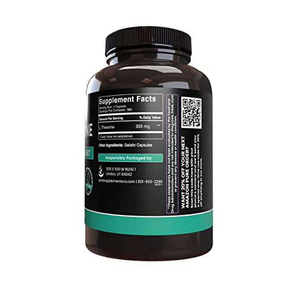 Pure Original Ingredients L-Theanine 365 Capsules Amino Acid, No Magnesium or Rice Filler, Lab Verified